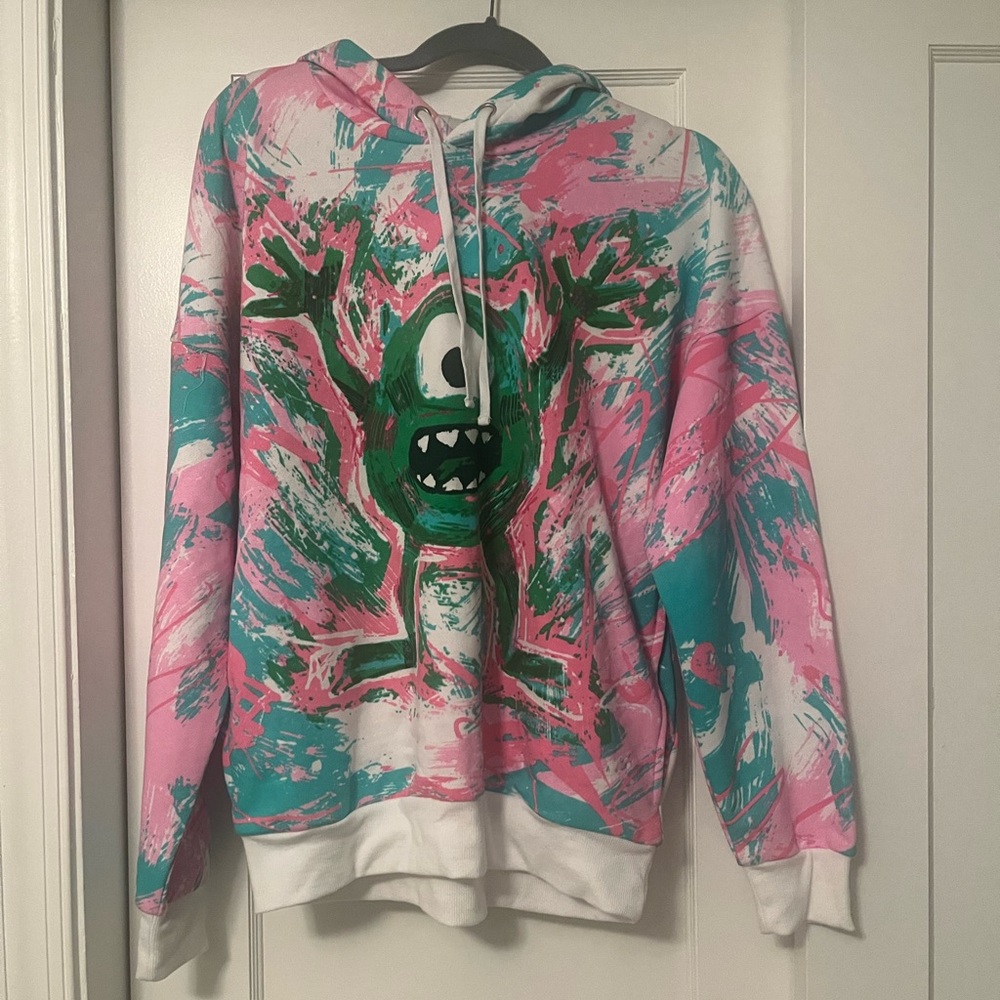 DISNEY PARKS MONSTERS INC MIKE WAZOWSKI TIEDYE PULLOVER HOODIE